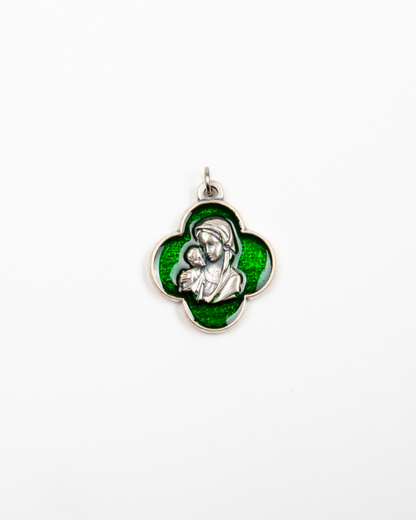 Medalla Virgen María verde